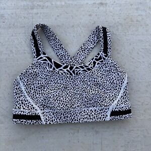 Lululemon Rack Pack Bra Miss Mosaic‎ White Posey Black Size 6 Cross Back Strappy